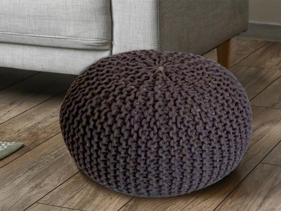 Wood Selections Anna Pouf Zimt 100% gerecycled katoen Ø 55 cm hoogte 37 cm poef hocker Kruk hockers en poefen fluwelen poef