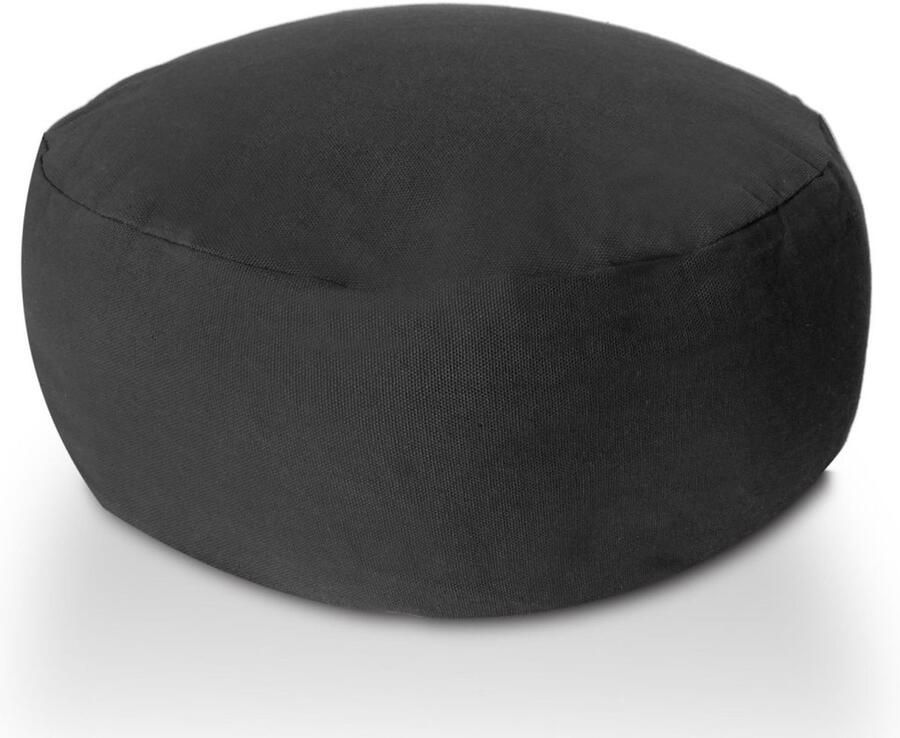 Wood Selections Anna yogakussen rond katoen H 16 x ø 31 cm poef hocker Kruk hockers en poefen fluwelen poef