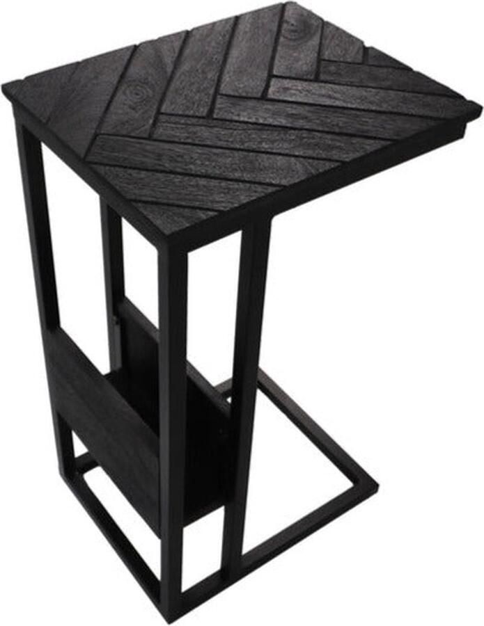 Wood Selections Bijzettafel Verona 30x38x65 Zwart Met Magazinerek Mangohout ijzer