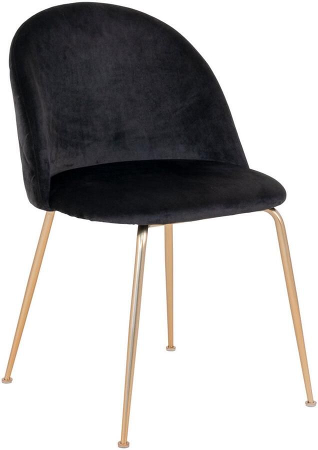 Wood Selections Bos eetkamerstoel zwart velvet en staal 40x40x50 cm eetkamerstoel industrieel woonkamer stoelen stoel
