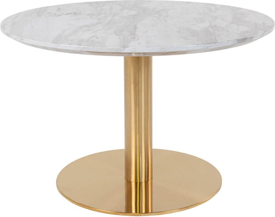 Wood Selections Bos salontafel marmerlook staal en MDF ø70x45cm salontafel industrieel koffietafel tafeltje laag bijzettafeltje