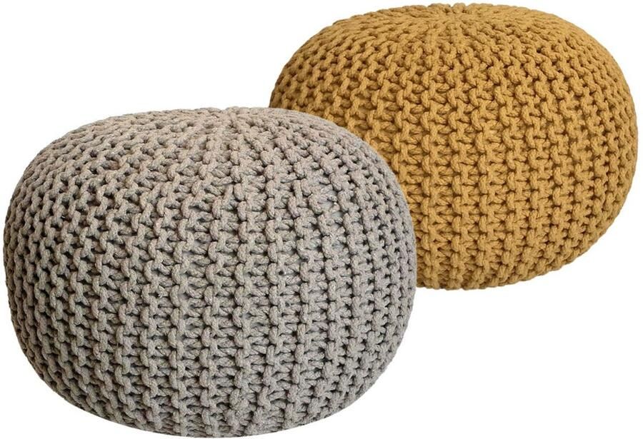 Wood Selections David Sitzhocker Pouf SET 2 gerecycled katoen Ø 55 cm H 37 cm poef hocker Kruk hockers en poefen fluwelen poef