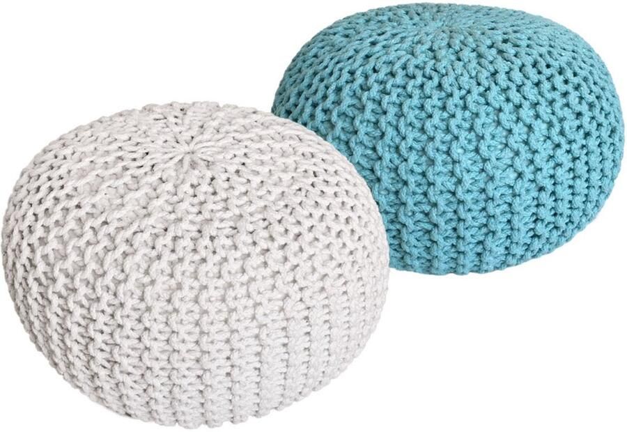 Wood Selections David Sitzhocker Pouf SET 2 gerecycled katoen Ø 55 cm H 37 cm poef hocker Kruk hockers en poefen fluwelen poef