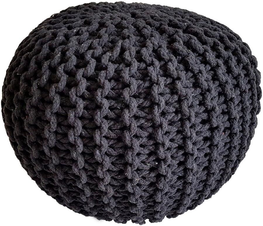 Wood Selections David Zitpouf grijs gerecycled katoen Ø 45 cm poef hocker Kruk hockers en poefen fluwelen poef