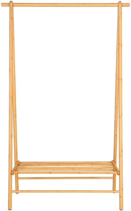 Wood Selections De Vries kledingrek natuurlijk bamboe 100x40x160 cm kledingrek dressboy garderoberek kledingrek dubbel ophangrek kleding industrieel kledingrek