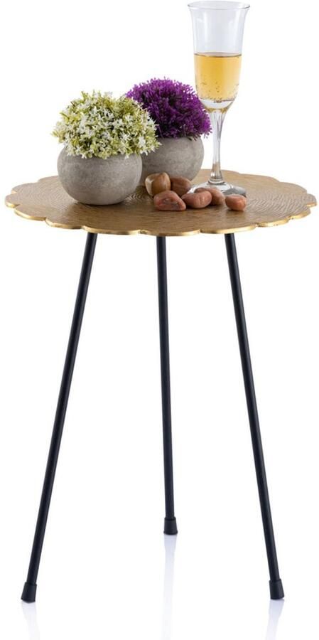 Wood Selections Elin bijzettafel zilver of goud aluminium ø 35 x H 45 cm bijzettafel buiten bijzettafel industrieel salontafel klein bijzettafeltje