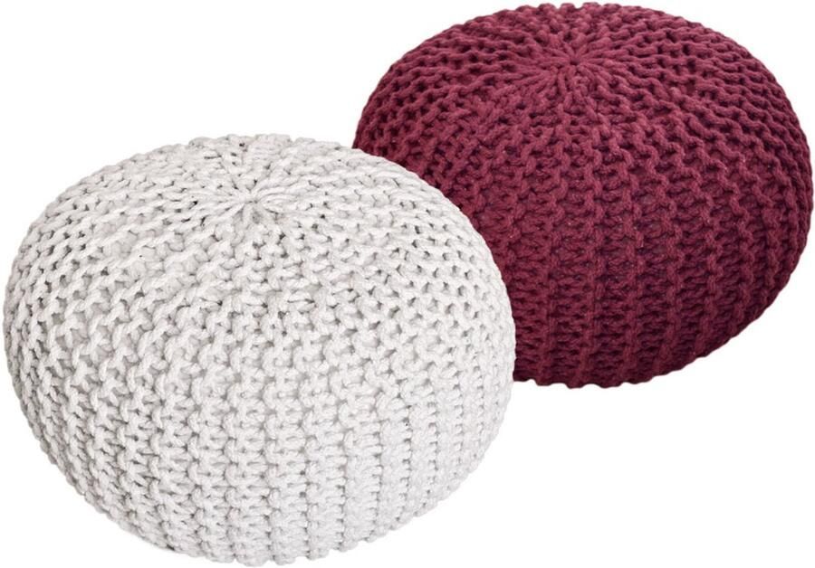 Wood Selections Elin Sitzhocker Pouf SET 2 gerecycled katoen Ø 55 cm H 37 cm poef hocker Kruk hockers en poefen fluwelen poef