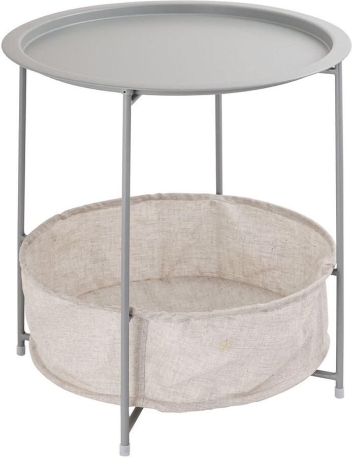 Wood Selections Emma bijzettafel lichtgrijs metaal Ø 47 H 51 cm bijzettafel buiten bijzettafel industrieel salontafel klein bijzettafeltje