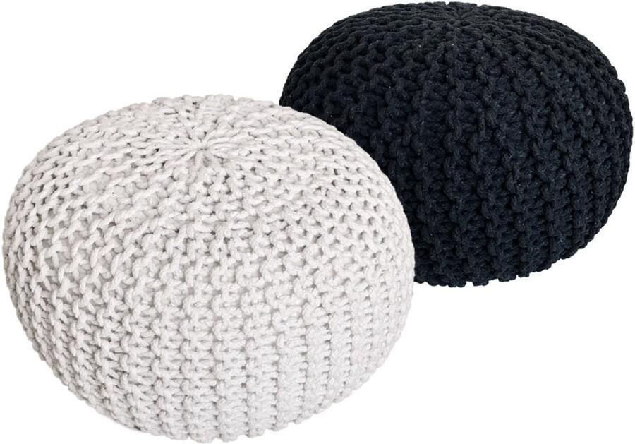 Wood Selections Emma Sitzhocker Pouf SET 2 gerecycled katoen Ø 55 cm H 37 cm poef hocker Kruk hockers en poefen fluwelen poef