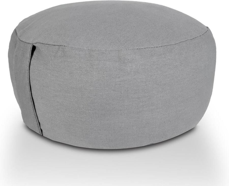 Wood Selections Emma yogakussen grijs katoen H 16 x ø 31 cm poef hocker Kruk hockers en poefen fluwelen poef
