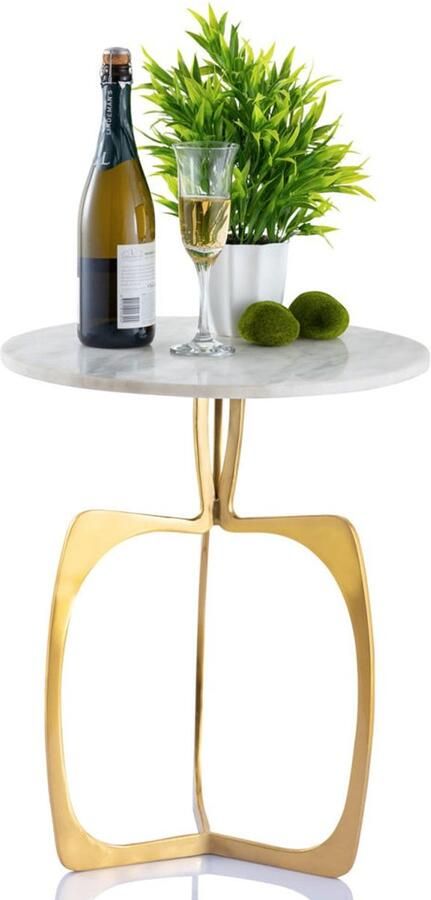 Wood Selections Eva bijzettafel marmer aluminium ø 45 x 56 cm bijzettafel buiten bijzettafel industrieel salontafel klein bijzettafeltje