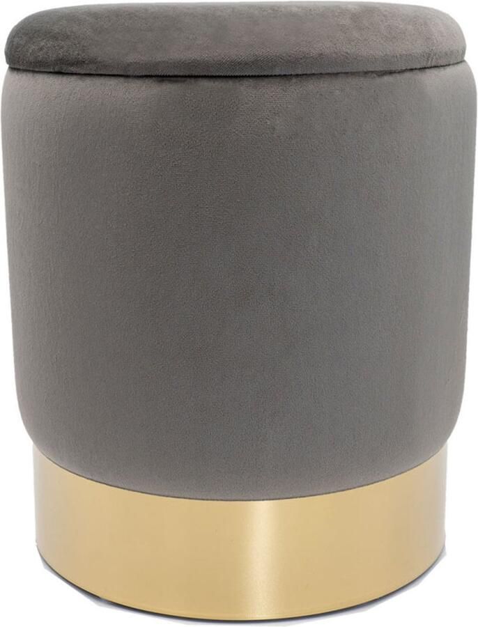 Wood Selections Eva Samthocker groen velours Ø 31 H 38 cm poef hocker Kruk hockers en poefen fluwelen poef