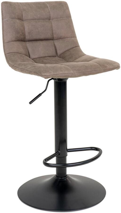 Wood Selections Evelyn barkruk lichtbruin microfiber en staal 63-83x34 cm barkruk barkrukken met rugleuning barstoel barkruk industrieel