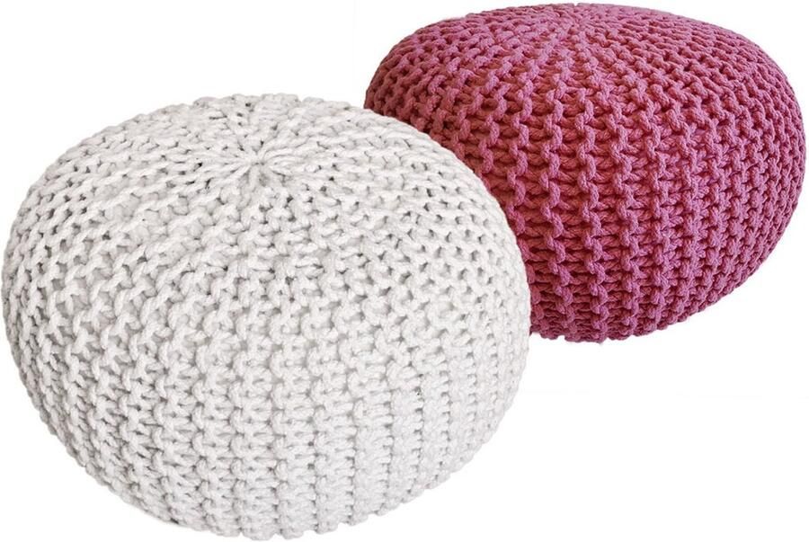 Wood Selections Evelyn Sitzhocker Pouf SET 2 gerecycled katoen Ø 55 cm H 37 cm poef hocker Kruk hockers en poefen fluwelen poef