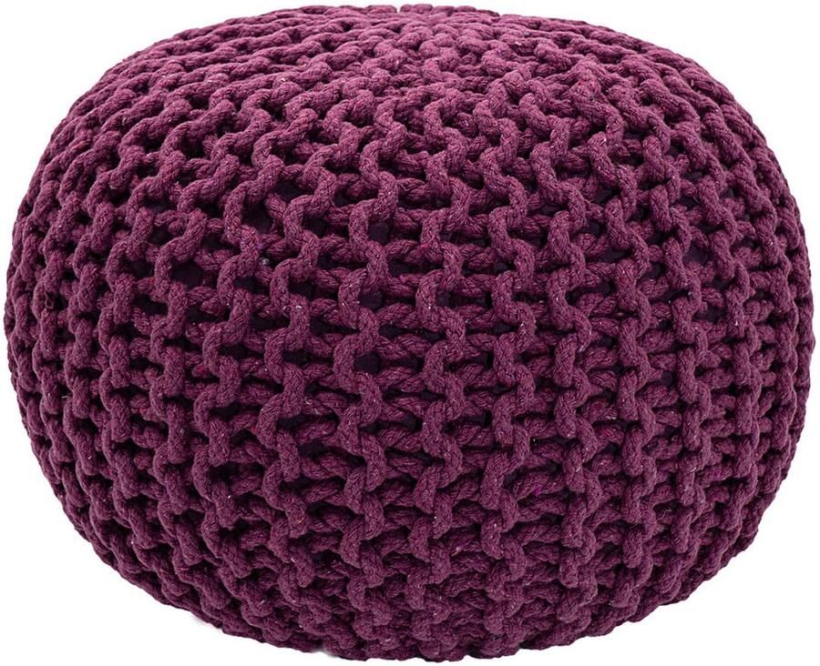 Wood Selections Finn Pouf Violett 100% gerecycled katoen Ø 55 cm poef hocker Kruk hockers en poefen fluwelen poef