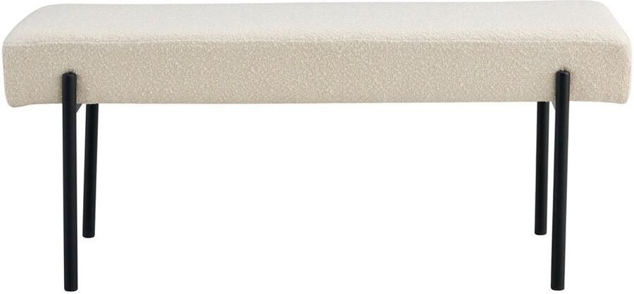 Wood Selections Hendriks bank bouclé staal en hout 100x36x42 5 cm eetbank eetkamerbank zitbank buiten