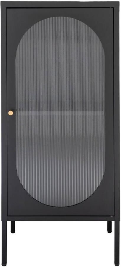 Wood Selections Jackson displaykast zwart staal en glas 35x50x110 cm wandkast industrieel boekenkast open wandkast houten kast voorraad kast