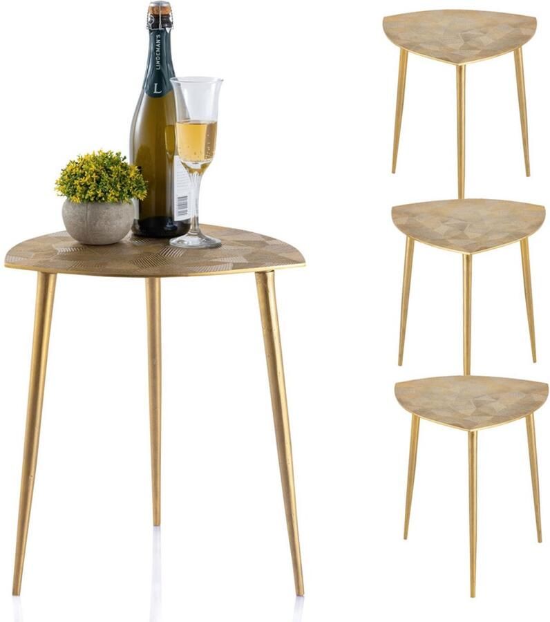 Wood Selections James bijzettafel zilver of goud metaal 40x45x40 cm bijzettafel buiten bijzettafel industrieel salontafel klein bijzettafeltje