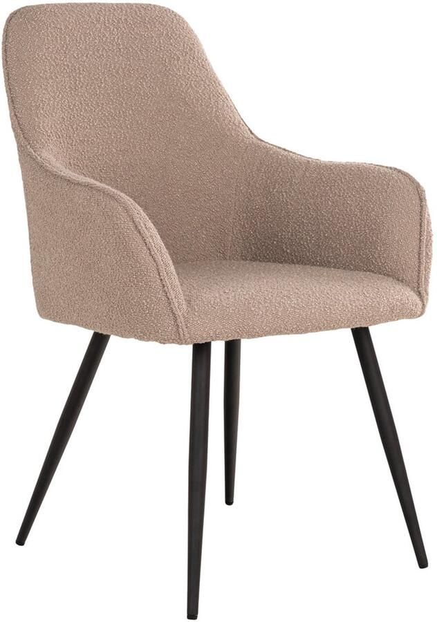 Wood Selections Jansen Harbo Eetkamerstoel Bouclé Beige 45x50x85 cm eetkamerstoel industrieel woonkamer stoelen stoel