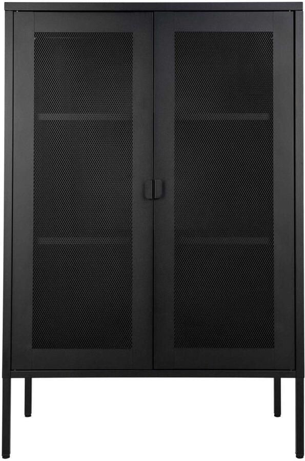 Wood Selections Joseph displaykast zwart staal 80x40x180 cm buffetkast industrieel buffetkasten landelijk opbergkast opbergkasten met deuren keukenkast