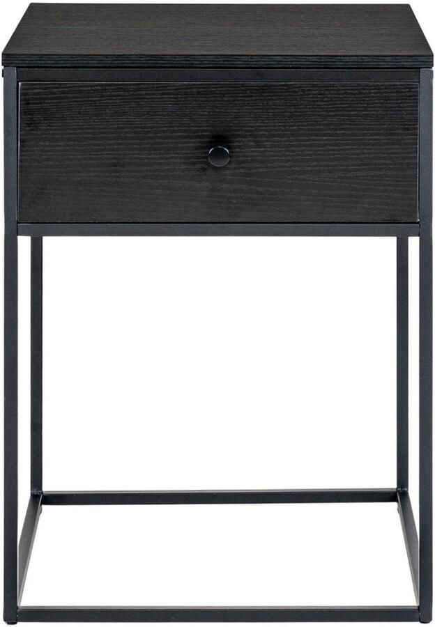 Wood Selections Joseph Nachtkastje zwart staal en MDF 40x40x55 cm nachtkastje nachtkastjes industrieel bedkast nachtkastjes modern nachttafel
