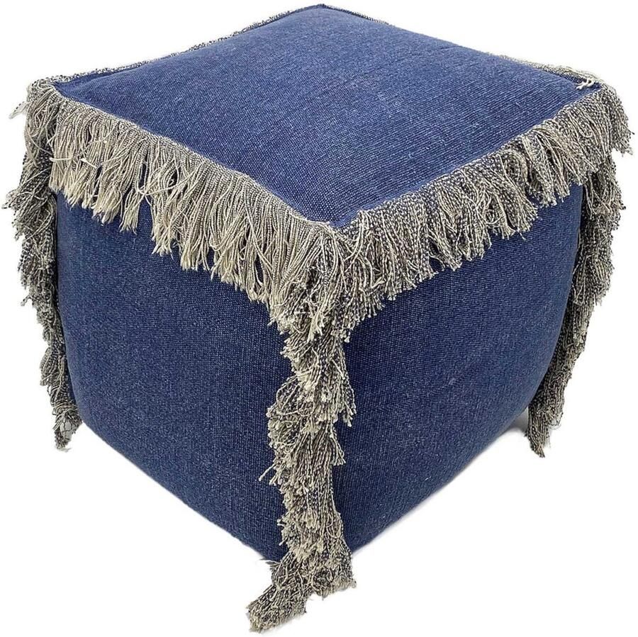 Wood Selections Joseph zitkussen stonewashed katoen 40x40 cm poef hocker Kruk hockers en poefen fluwelen poef