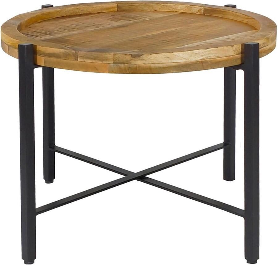 Wood Selections Luuk bijzettafel zwart metaal ø55cm bijzettafel buiten bijzettafel industrieel salontafel klein bijzettafeltje