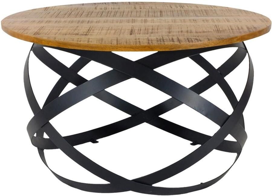 Wood Selections Luuk bijzettafel zwart metaal en gerecycled hout 75x37 45 cm bijzettafel buiten bijzettafel industrieel salontafel klein bijzettafeltje