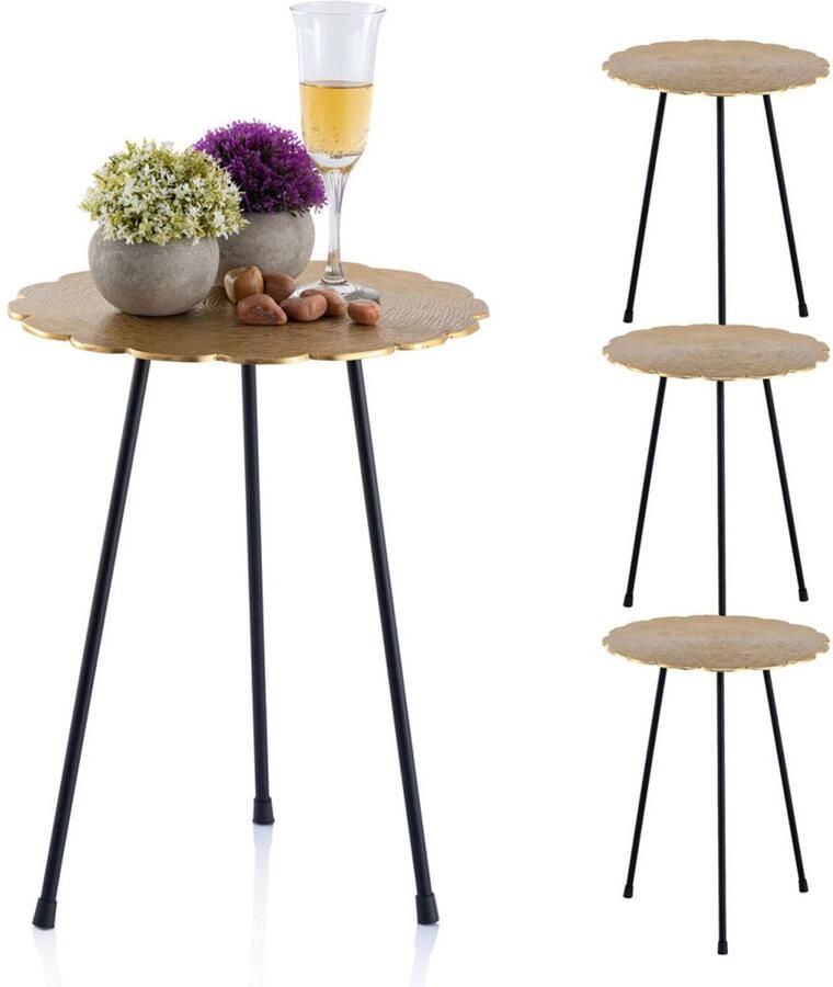 Wood Selections Mees bijzettafel zilver of goud aluminium ø 35 x H 45 cm bijzettafel buiten bijzettafel industrieel salontafel klein bijzettafeltje