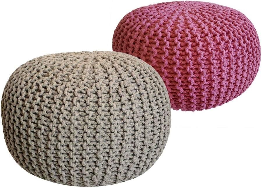 Wood Selections Mees Sitzhocker Pouf SET 2 gerecycled katoen Ø 55 cm H 37 cm poef hocker Kruk hockers en poefen fluwelen poef