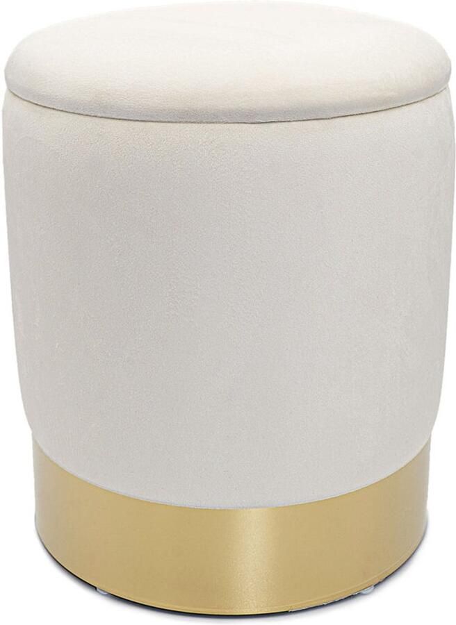 Wood Selections Mia Samthocker Velours Ø 31 H 38 cm poef hocker Kruk hockers en poefen fluwelen poef