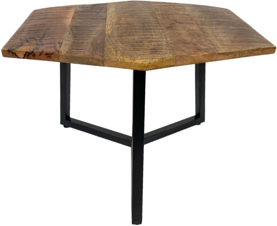 Wood Selections Michael Bijzettafel zwart gerecycled hout en metaal 56x47 cm bijzettafel buiten bijzettafel industrieel salontafel klein bijzettafeltje