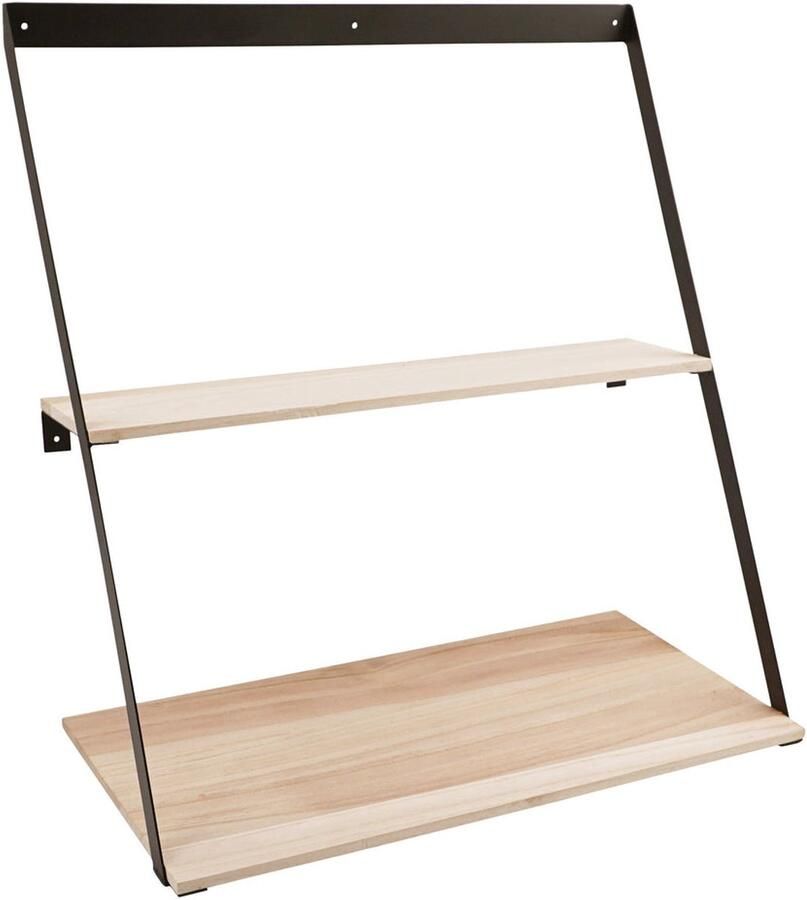 Wood Selections Michael wandplank natuurlijk staal en dennenhout 50x21 cm wandplank hout wandplank industrieel muurdecoratie wandplanken zwevend wandplank badkamer boekenplank