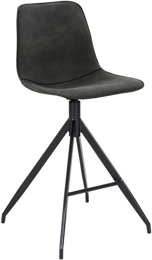 Wood Selections Mila barkruk grijs microfiber en staal 65x36cm barkruk barkrukken met rugleuning barstoel barkruk industrieel