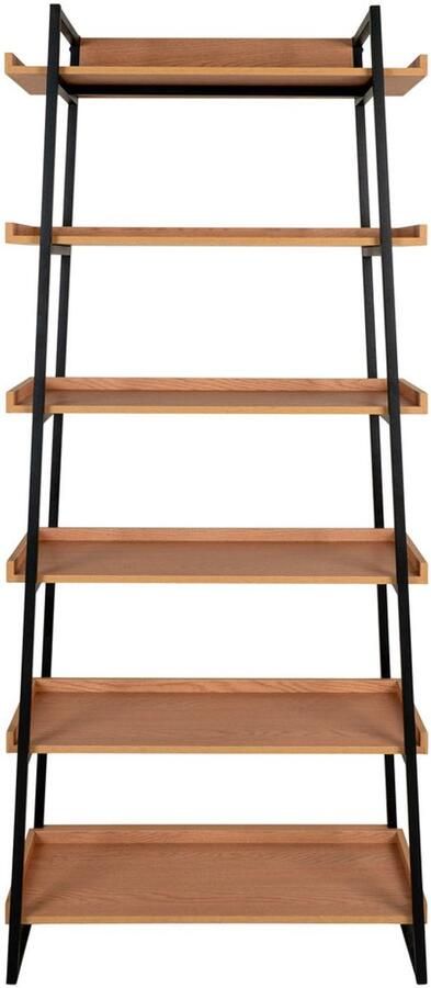 Wood Selections Miller boekenkast zwart ash fineer en staal 80x35x185 cm boekenkast boekenrek boekenkast industrieel boekenkastje kast