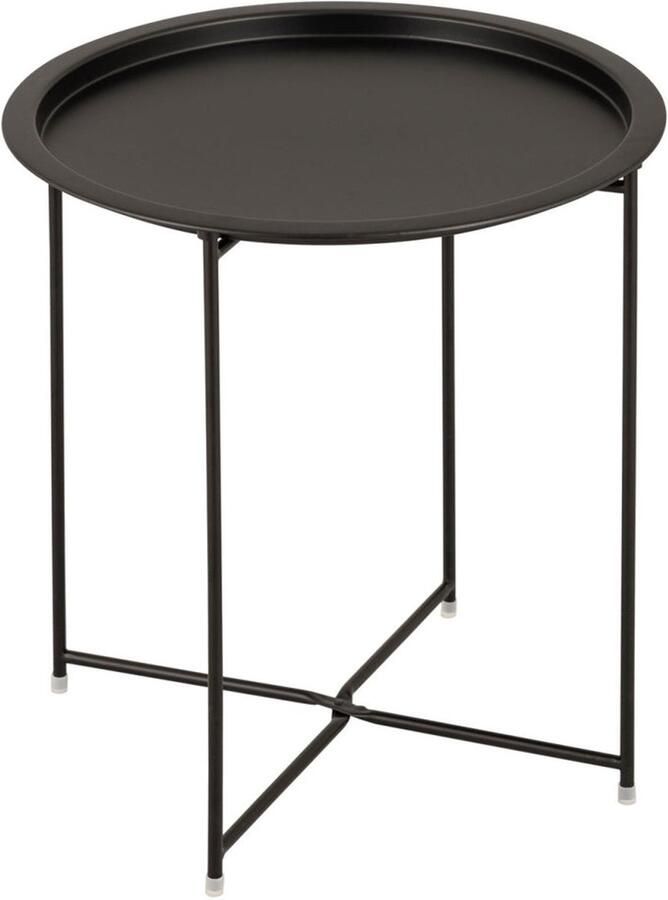 Wood Selections Noah bijzettafel zwart metaal Ø 47 H 51 cm bijzettafel buiten bijzettafel industrieel salontafel klein bijzettafeltje