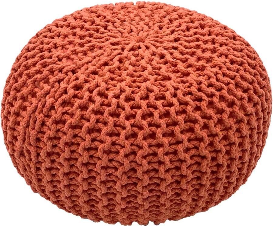 Wood Selections Noah Pouf terracotta 100% gerecycled katoen Ø 55 cm poef hocker Kruk hockers en poefen fluwelen poef