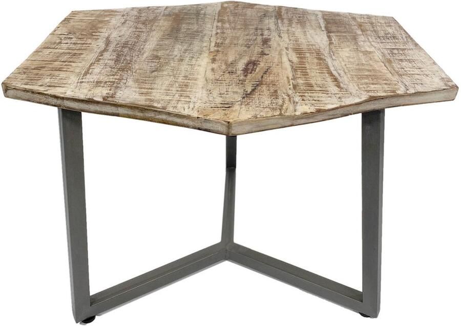 Wood Selections Olivia bijzettafel zwart gerecycled hout en metaal 56x47cm salontafel industrieel koffietafel tafeltje laag bijzettafeltje