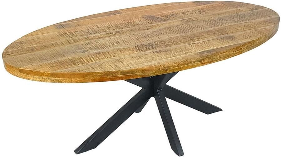 Wood Selections Olivia eettafel tabakskleur massief mangohout 190x100cm ovale eettafel houten eettafel industrieel