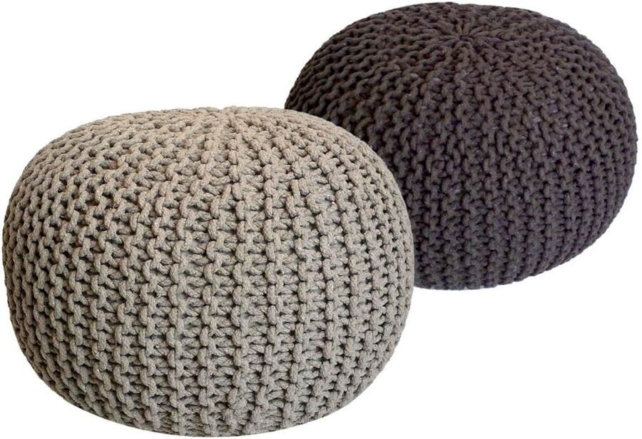 Wood Selections Olivia Sitzhocker Pouf SET 2 gerecycled katoen Ø 55 cm H 37 cm poef hocker Kruk hockers en poefen fluwelen poef