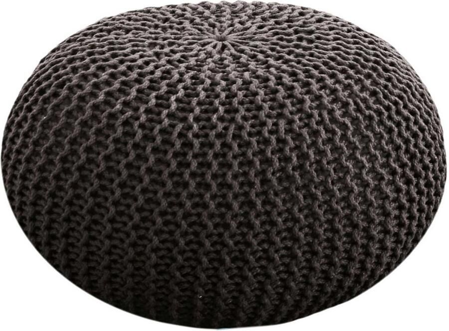 Wood Selections Olivia Sitzpouf gebreid 100% gerecycled kunststof Ø 55cm poef hocker Kruk hockers en poefen fluwelen poef