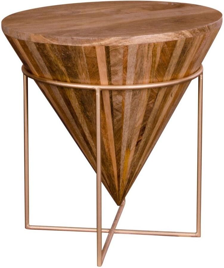 Wood Selections Peters Hapur Salontafel Natuurlijk mango hout Staal 45x45cm bijzettafel buiten bijzettafel industrieel salontafel klein bijzettafeltje