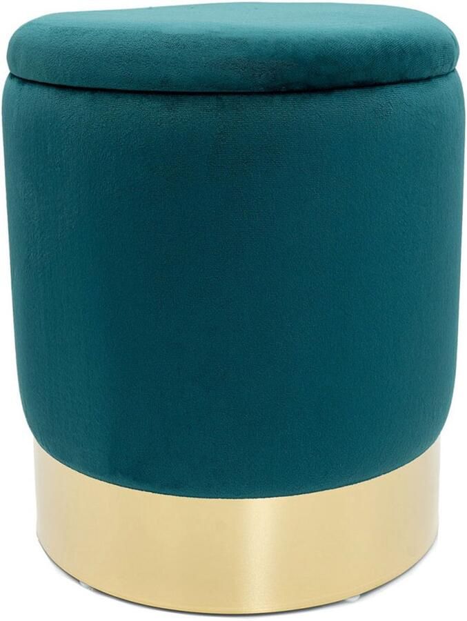 Wood Selections Richard Hocker Velours Ø 31 H 38 cm poef hocker Kruk hockers en poefen fluwelen poef