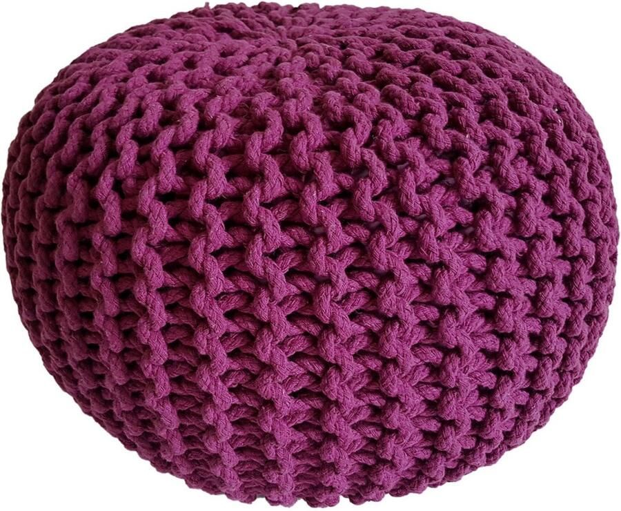 Wood Selections Richard pouf violet gerecycled katoen Ø 45 cm hoogte 30 cm poef hocker Kruk hockers en poefen fluwelen poef