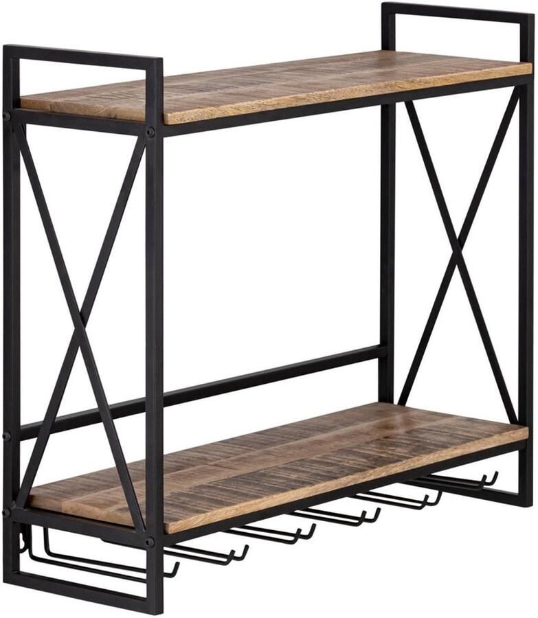 Wood Selections Robert bank groen stof 200x90cm wandrek industrieel muurdecoratie wandrek hout wandplanken wanddecoratie