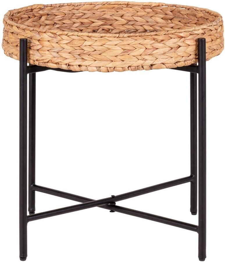 Wood Selections Robinson bijzettafel natuurlijk metaal en waterhyacint Ø50x48 5 cm bijzettafel buiten bijzettafel industrieel salontafel klein bijzettafeltje