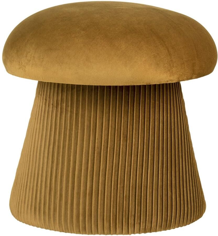 Wood Selections Robinson Hampton Pouf Okergeel Velvet Ø39x42 cm poef hocker Kruk hockers en poefen fluwelen poef
