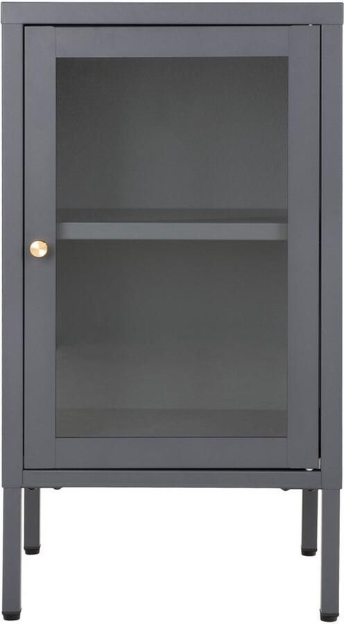 Wood Selections Robinson kast grijs staal en glas 80x40x180 cm Vitrinekast met glas vitrinekast industrieel vitrinekasten woonkamer