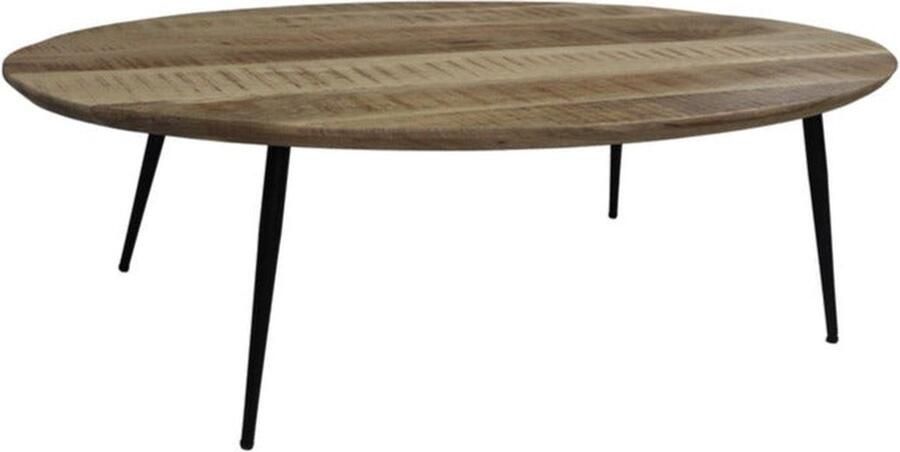Wood Selections Salontafel Bern ovaal 130x80x38 Naturel zwart Mangohout metaal
