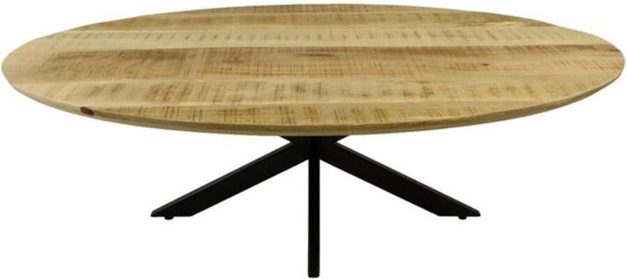 Wood Selections Salontafel Bern swiss edge 130x80x42.5 Naturel zwart Mangohout metaal